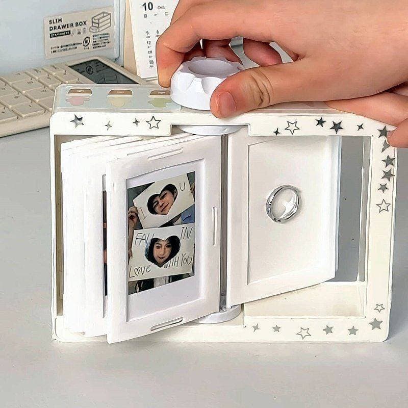 Polaroid rotativo moldura de foto Desktop 10cm álbum de fotos ornamentos estrela Photocard armazenamento DIY Flip Displa