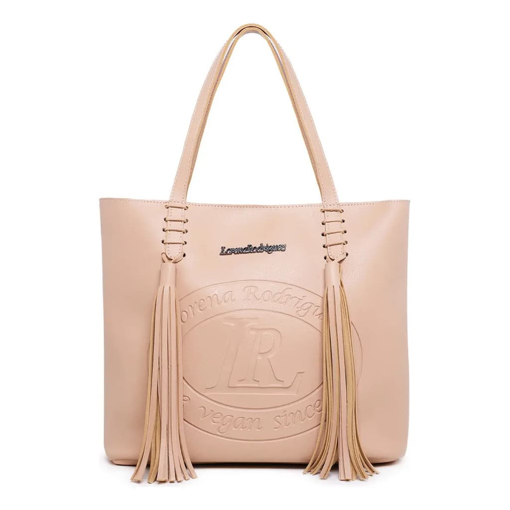 Bolsa Feminina Sacola Alça De Mão Ombro Tira Colo Necessarie Cor Rose Desenho Do Tecido Lisa