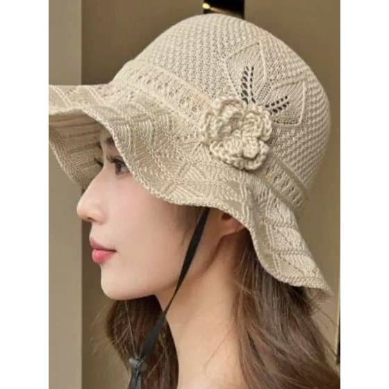 Flor chapéu de sol feminino verão novo estilo oco moda influenciador All-Match chapéu de sol respirável rosto-cobrindo s