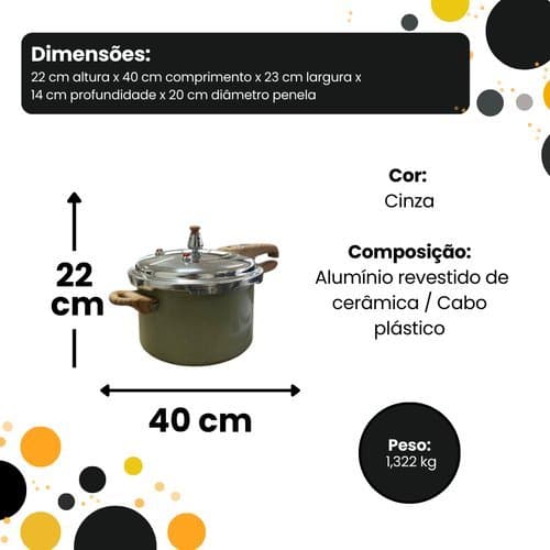 Panela Pressao Max Chef Inducao Capacidade 42 Litros Verde Acinzentado Cozinha Facil Segura Rápida