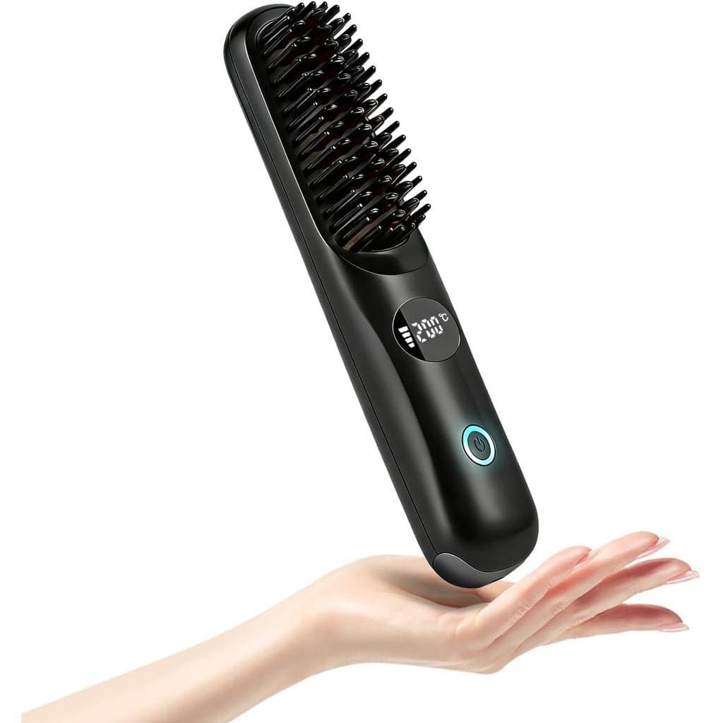 Escova Alisadora de Cabelo Sem Fio Go Brush Pro UK para Encontros, Viagens e Uso Diário, Escova de Estilização Cerâmica