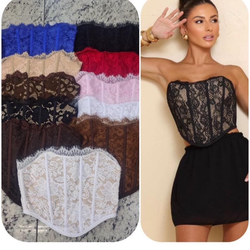 Corset de Renda Feminino em Vários Cores e Estilos para Look Elegante e Moderno