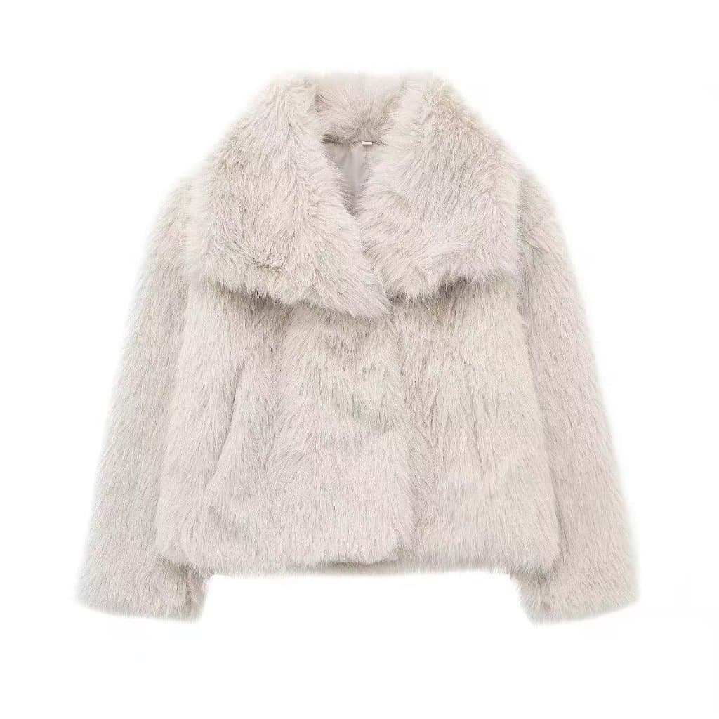 Casaco de pele feminino ecologicamente correto peludo grande lapela moda engrossado All-Match inverno casaco de pele sin