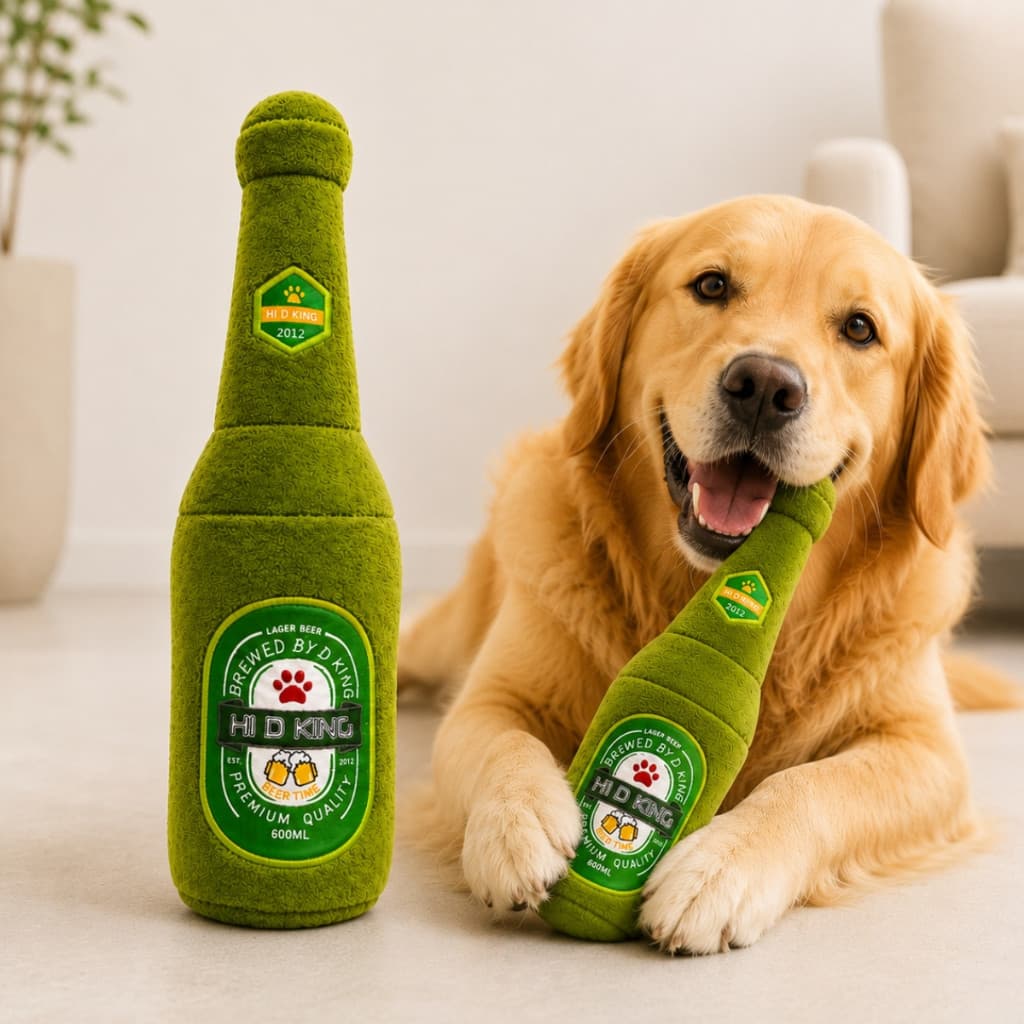 Brinquedo de Pelúcia em Formato de Garrafa para PET com Apito Presente Divertido para seu Cachorro