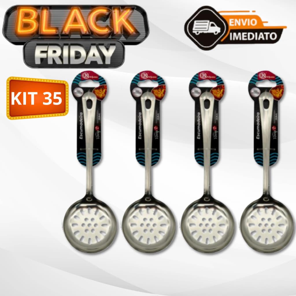 Kit 35 Escumadeiras Para Fritura em Aço Inox De Pastel Batata Salgado Peneira Resistente Para Cozinha Envio Imediato