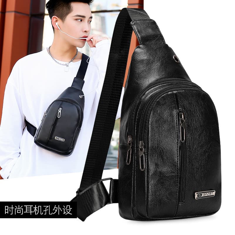 Versão coreana bolsa de ombro de couro macio bolsa de peito mensageiro masculina nova bolsa de ombro Casual mochil