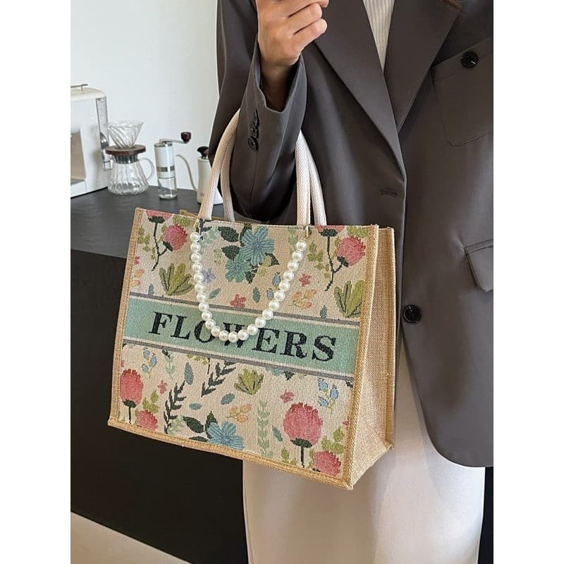 Bolsa de lona feminina bolsa 2026 novo estilo grande capacidade bolsa de linho feminina ins trabalho Commuter sacola
