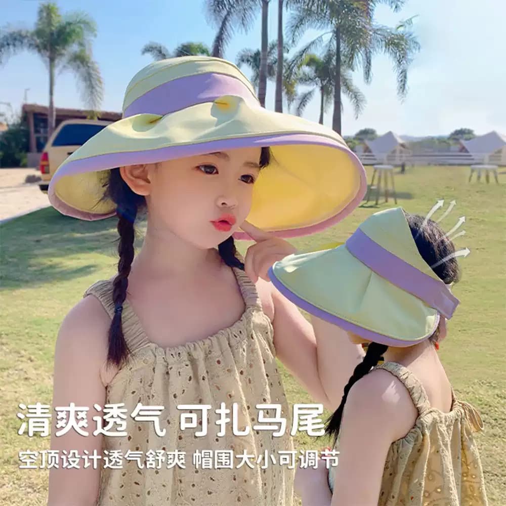 Crianças chapéu de sol meninas verão novo estilo vazio topo Anti-ultravioleta grande borda balde chapéu de sol chapéu de