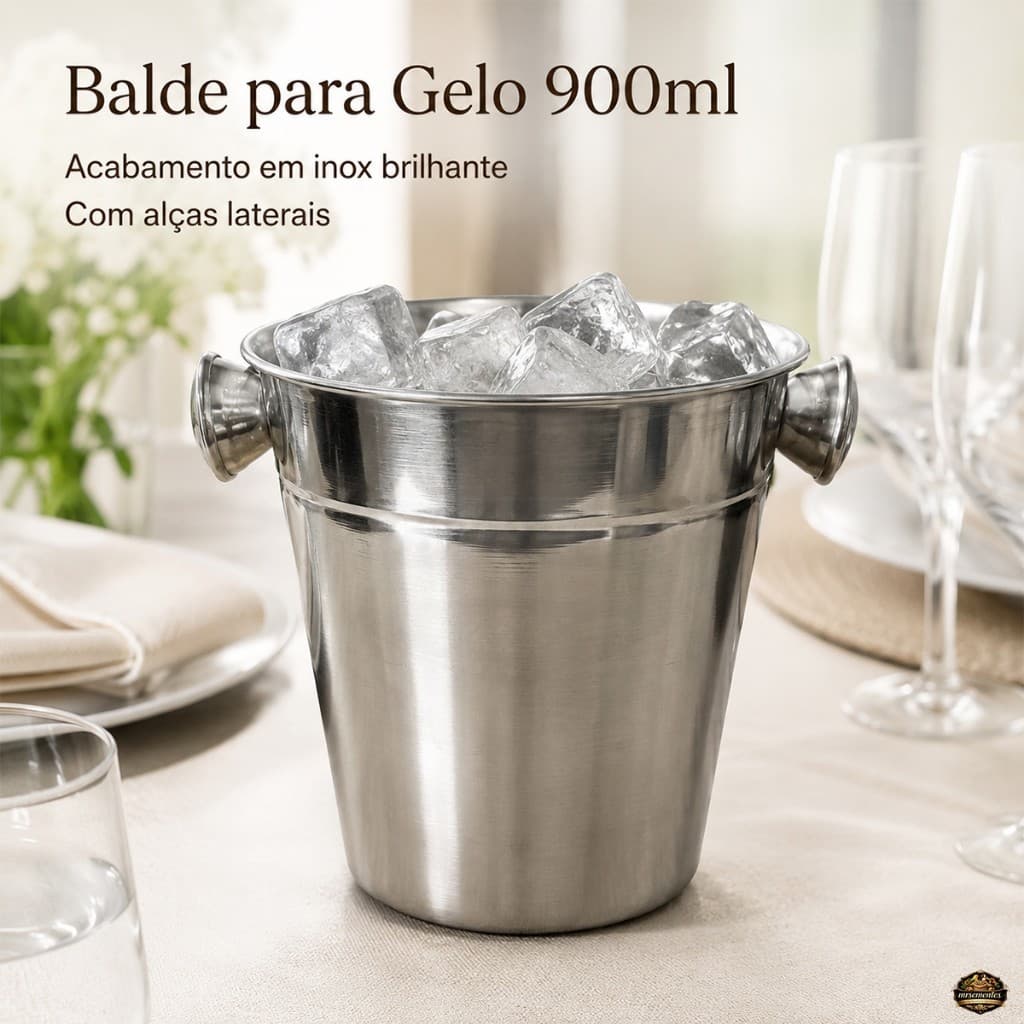 Kit 20 Baldes de Gelo Aço Inox 900ml Atacado Revenda Bar Buffet Eventos Festa Cerveja