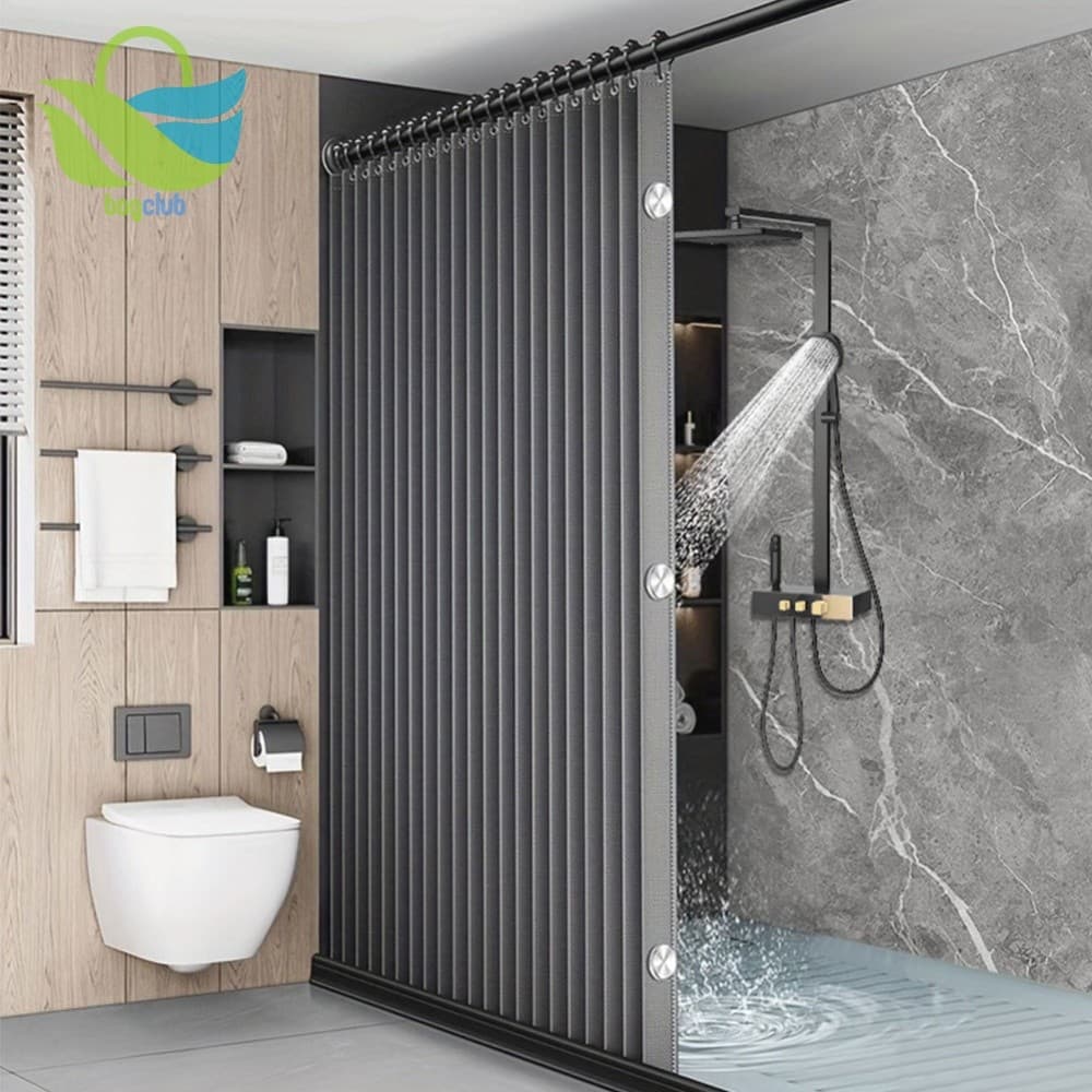 Cortina De Banho Magnética Dobrável Banheiro À Prova D'água Com 14 Ganchos Moderna [Bagclub.br]
