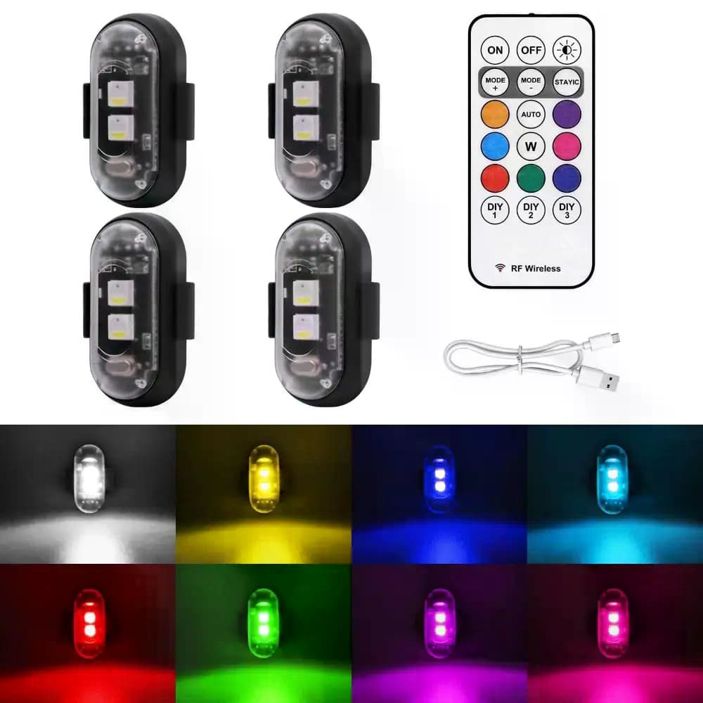 Motocicleta LED 8 Cores Sem Fio Luzes Estroboscópicas À Prova Dwaterproof Água Anti-Colisão Piscando Luz Da Bicicleta Co