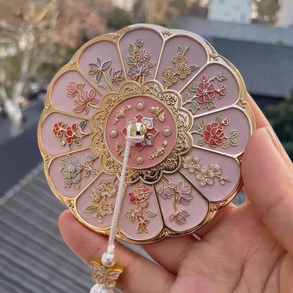 Doze flores deus antigo criativo portátil espelho de maquiagem caixa de presente