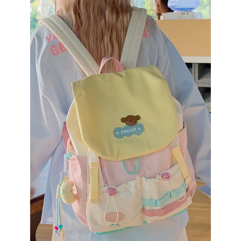 Estilo japonês francês de alto valor Flip saco de escola estudantes do ensino fundamental bonito estudo mochila dopamina