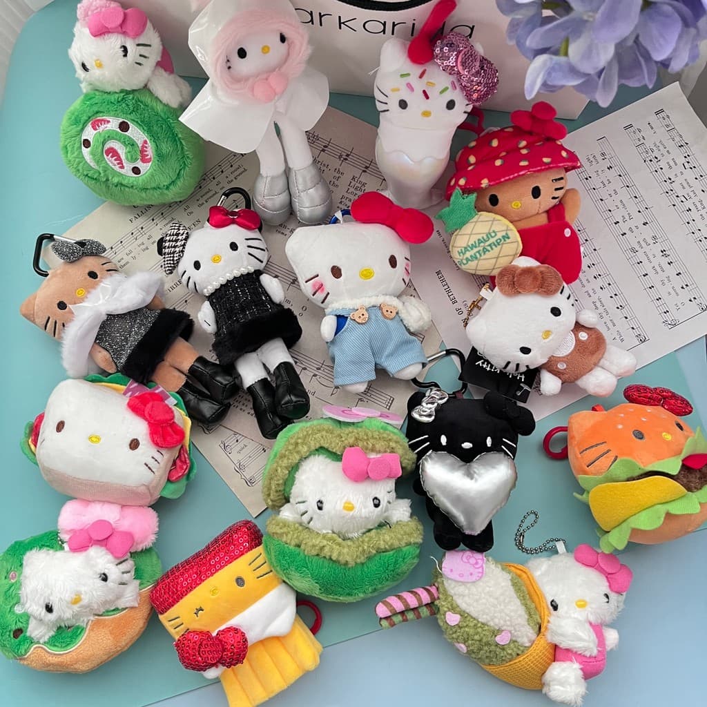 JC Mesmo Estilo Kitty Cat Matcha Uniforme Macaron Sobremesa Hambúrguer Boneca de Pelúcia Bolsa Pingente Boneca