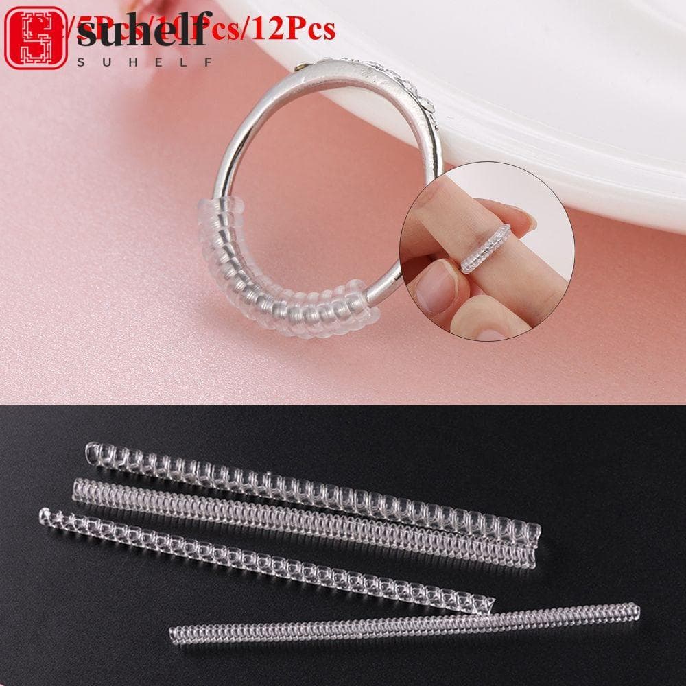 SUHELF 1Pc/5Pcs/10Pcs/12Pcs Ajustador De Tamanho De Anel Transparente Peças De Joias Redutor De Aperto