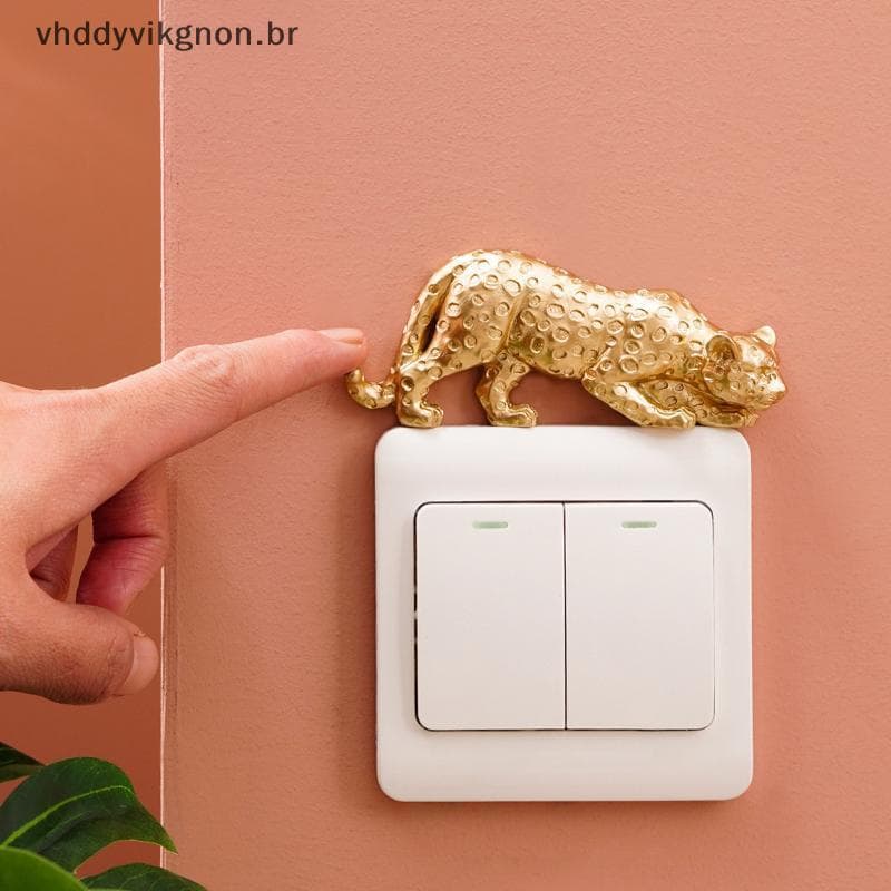 vhddyvikgnon Minimalista Leopardo Interruptor De Luz Decoração Auto-Adesivo Destacável Estatueta De Resina Moderna De Pa