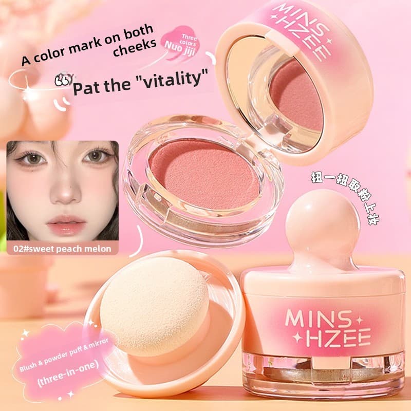 Blush ceroso macio lama blush vara vem com cabeça de cogumelo Puff iluminando retoque contorno uma placa multiuso