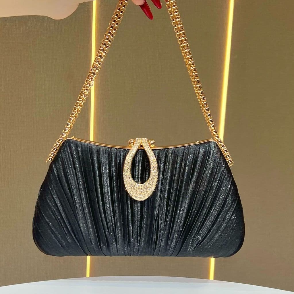 Nova Bolsa de Noite Plissada de Cetim 2025, Bolsa de Mão Feminina, Clutch de Festa Socialite Cheongsam, Bolsa de Ombro p