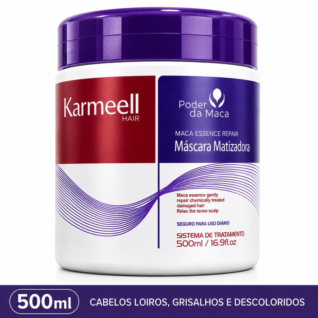 Matizador Karmeell Roxo 500ml Hidratação Profissional Neutralização e Realce para Cabelos Loiros SMV