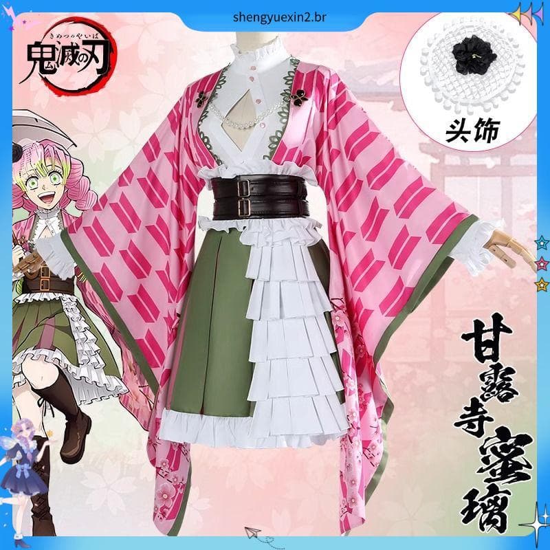 Demon Slayer cos roupas Ganlu templo mel vidro 5o aniversário Festival estilo japonês estilo japonês cos jogar traje fem