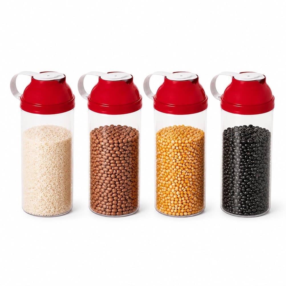 kit 4 Pote Organizador Tampa Dosadora 1,6L Grãos Mantimentos