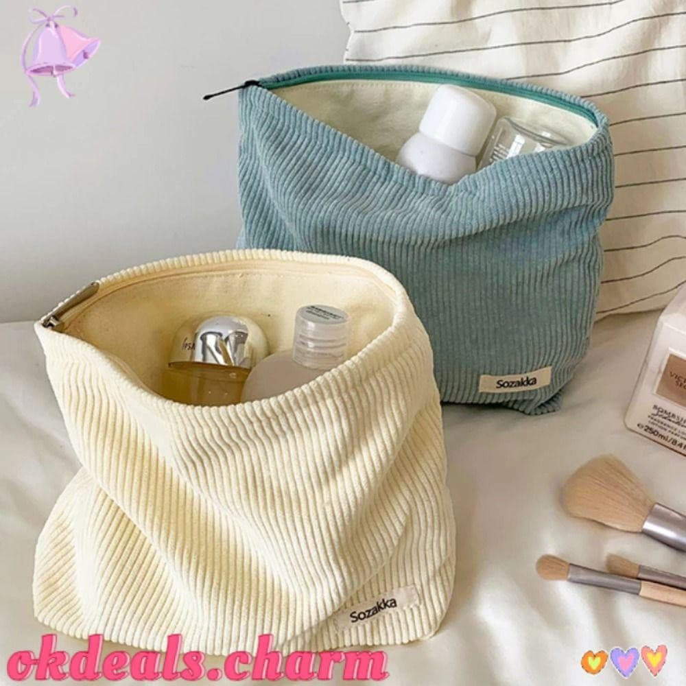 OKDEALS Bolsa De Maquiagem , Cosmética Macia De Cor Sólida Higiene Portátil De Veludo De Grande Capacidade Da Moda