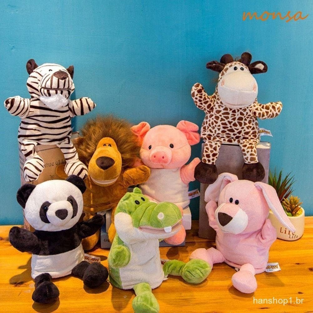 MONSA Fantoche De Mão De Animal Raccoon Baby Dog Cartoon Brinquedos De Pelúcia Bonecas De Gato Adereços Interativos Coel