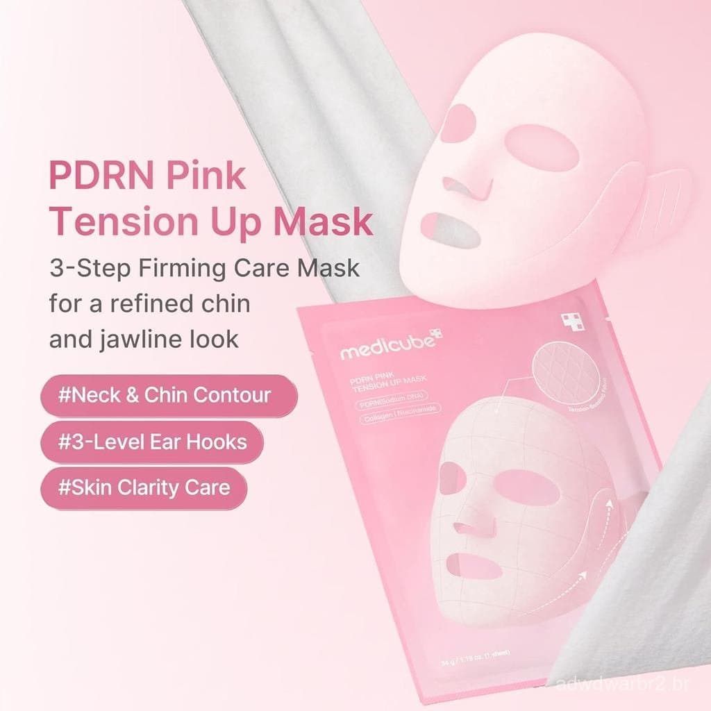 Máscara Facial Medicube PDRN Pink Tension Up |   Máscara de Contorno em 3 Passos |   Cuidado Firmador para o Rosto com P