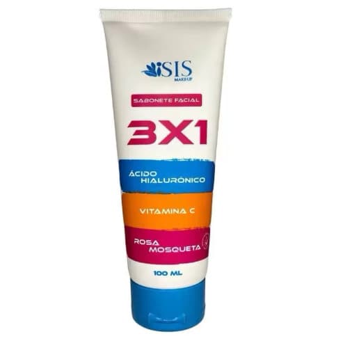 Sabonete Facial 3x1 ISIS Make-Up - Rosa Mosqueta, Vitamina C e Ácido Hialurônico 100ml