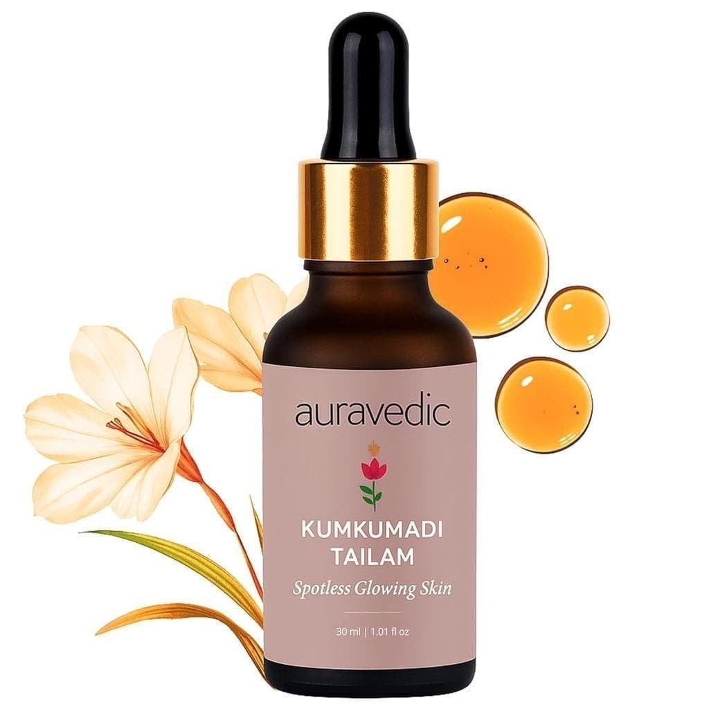 Óleo Facial Olayvedek Kumkadi Telam |           Ajuda a reduzir linhas finas |           Hidrata a pele seca e desidrata