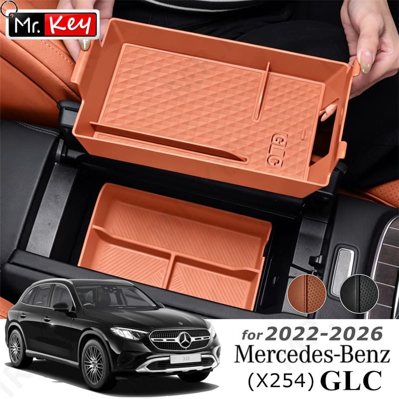 [Mr.Key] Caixa De Armazenamento De Apoio De Braço De Carro De Silicone Adequada Para Mercedes Benz GLC X254 2022-2026 Or