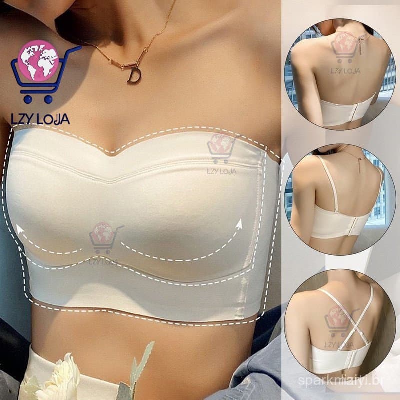 Sutiã Sem Alças De Senhora Com Botão Frontal Confortável，Lingeri Tomara Que Caia Sutia Bojo Com Alça e Pala Roupa Íntima
