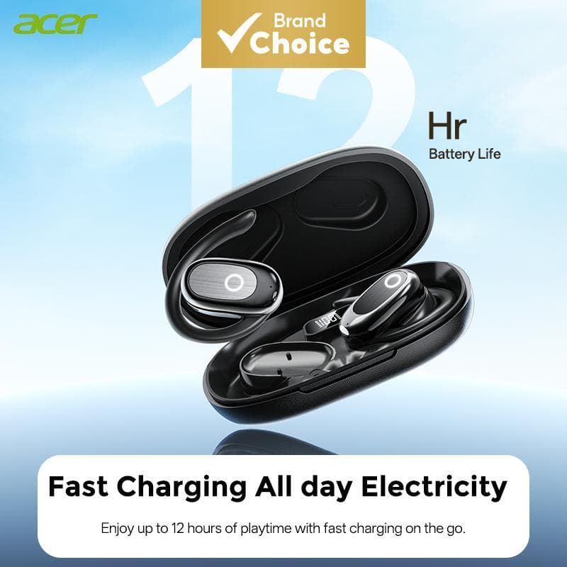 Fones de Ouvido Orelha Aberta Acer OHR553 - Fones de Ouvido Bluetooth 6.0, Gancho de Orelha, Esportivos, Earbuds IPX6 à