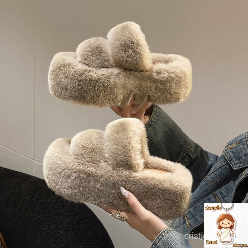 Mao Slippers for Women 2023 Novos Confortáveis De Uso Externo De Uma Linha Sola Grossa Sapatos De Pelúcia Chinelos De Al