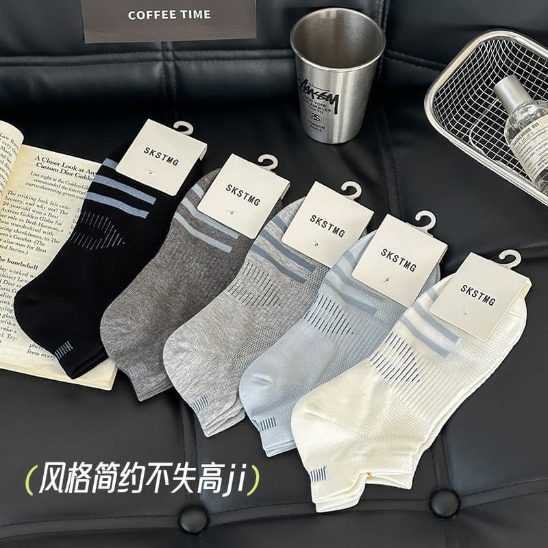 Meias esportivas masculinas verão meias finas malha respirável não-queda calcanhar barco meias masculinas suor-absorvent