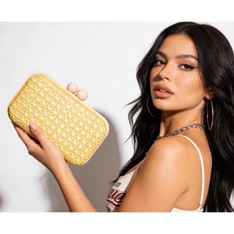 Bolsa de Mão para Casamento com Fecho de Madeira, Alça de Corrente, Bolsa Elegante para Formatura NKVB