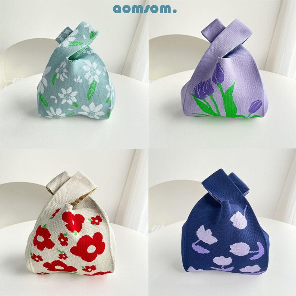 Bolsa de pulso com fivela AOMSOM, malha de desenho animado, bolsa de estudante reutilizável de grande capacidade SDCK