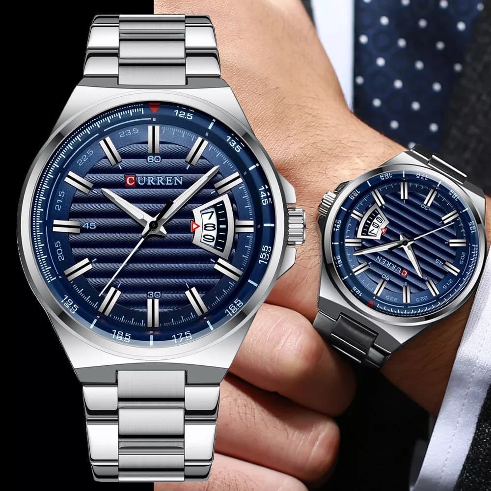 Curren Relógio De Quartzo Masculino Casual À Prova D 'Água Em Aço Inoxidável 8375x