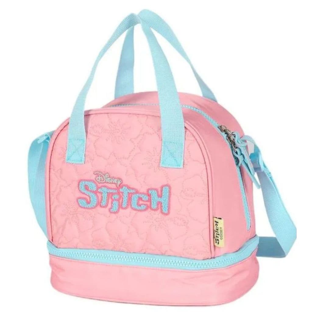 Lancheira Térmica Dupla Escolar Infantil Stitch Rosa Luxcel