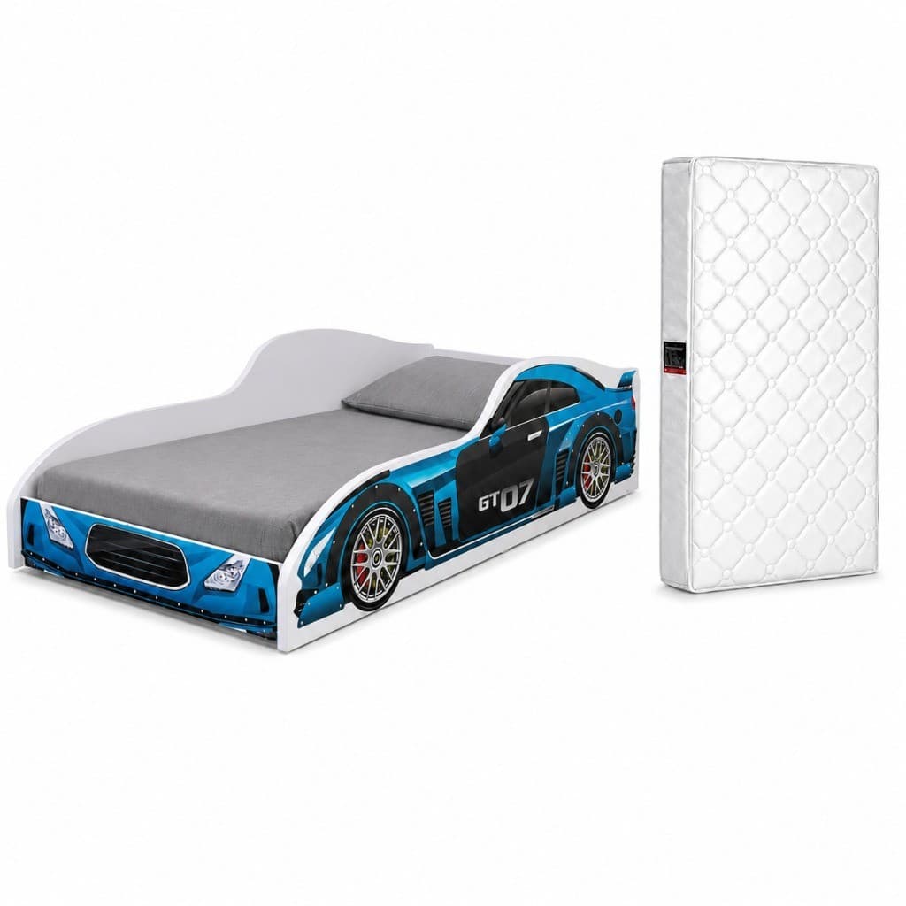 Cama Carro Juvenil Colchão Incluso Moderno Azul Confortável Seguro Fórmula 1