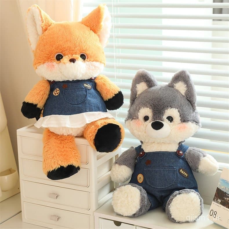 Brinquedos de Pelúcia de Raposa, Boneco de Lobo Cinza da Floresta, Presente de Aniversário Fofo para Meninas