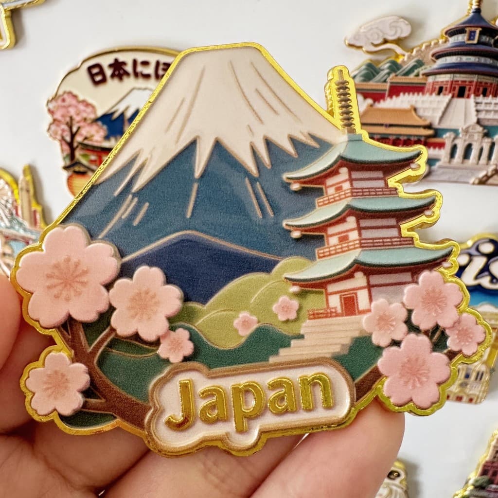 Ímã de Geladeira Souvenir de Viagem Japonês - Monte Fuji, Fujigashima Adesivo Magnético Souvenir de Viagem JHQ3