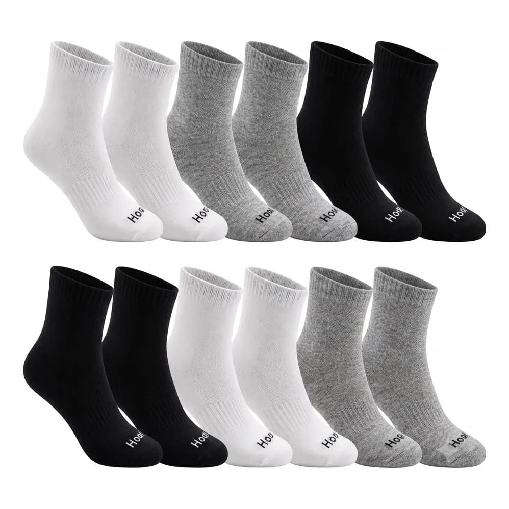 Kit 6 Pares Meias Hoahi Cano Longo Médio Algodão Unisex Sortidos