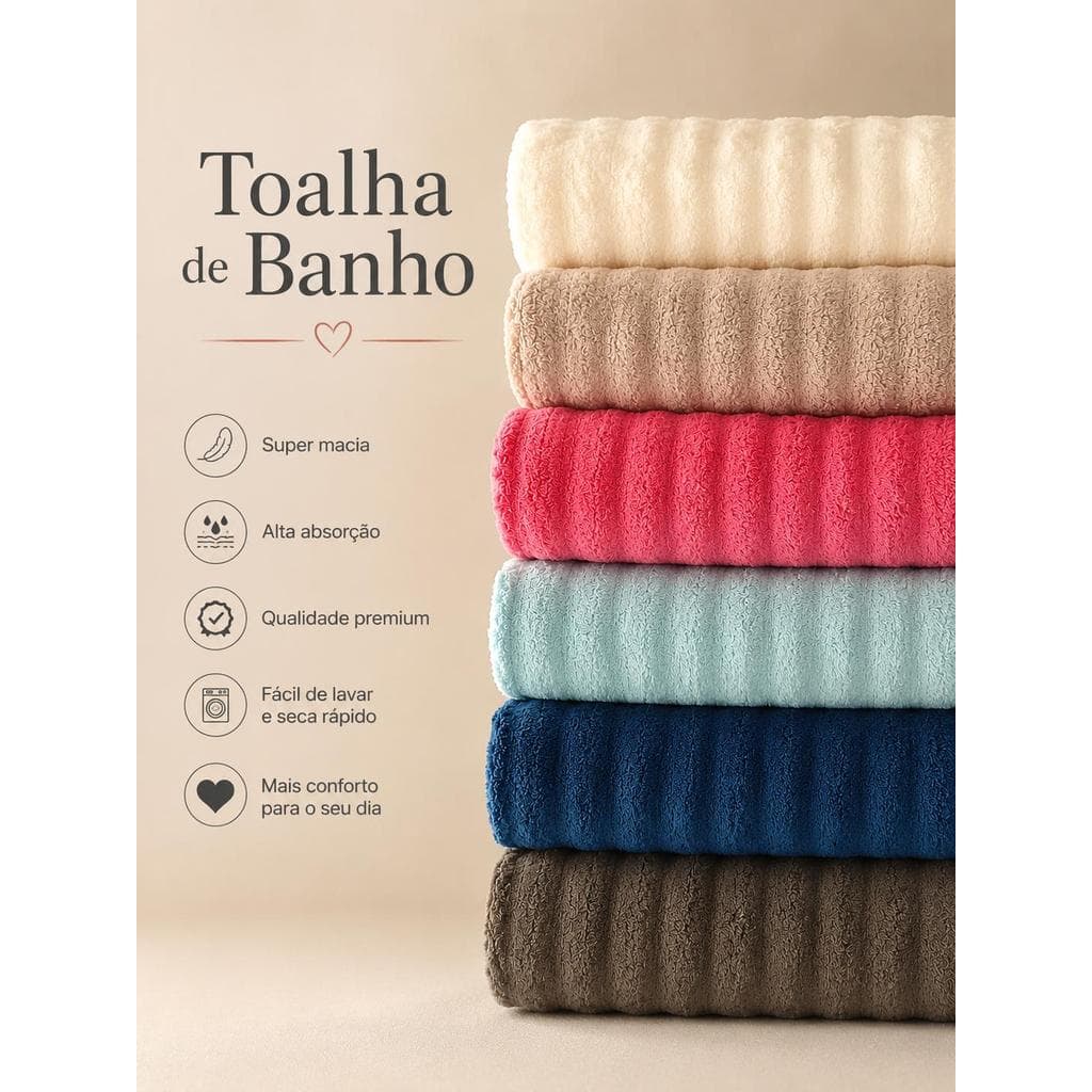 Toalhas Super Macias 140x70cm Grande Absorvente Toque Aveludado Banho Macia Premium Secagem Rápida