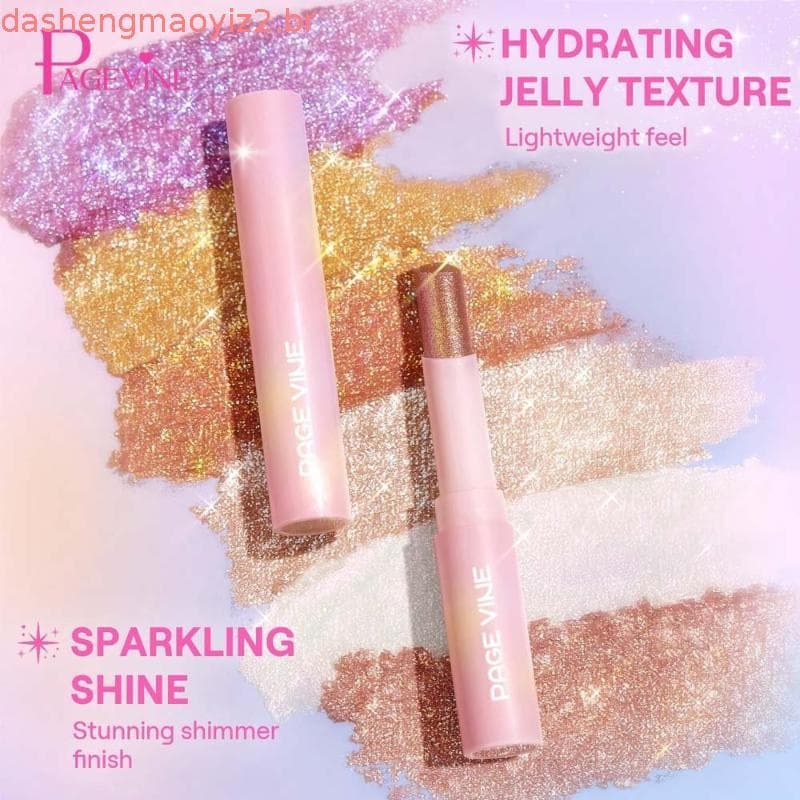 PAGE VINE Crystal Jelly Glaze Stick Eye Shadow, Eyeliner Pen, Brightening Pen, Ultra Shi Multi-color Eye Shadow Highli