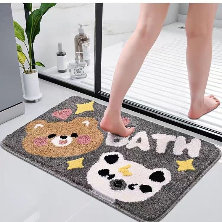 Tapete doméstico antiderrapante banheiro absorvente pé tapetes longo curto pelúcia banheira dos desenhos animados tapete