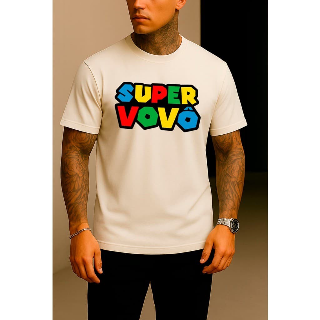 Camiseta Masculina T Shirt Algodão Casual Super Vovô Game Jogo Old Familia