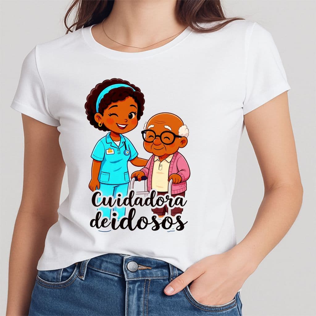 Camisa Cuidadora de Idosos Fofa Baby Look Blusa Variados Variados 01C5