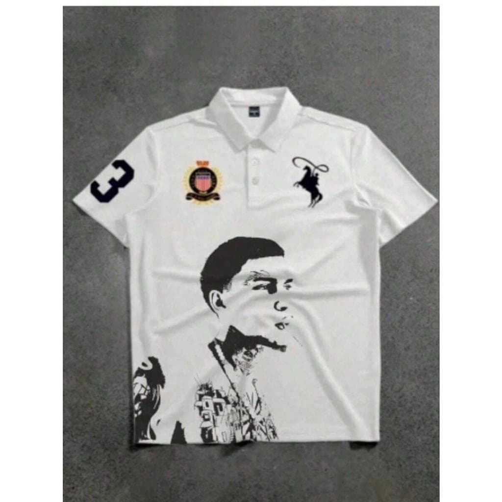 Camiseta Polo Brocasito Estampada Streetwear Graphic Tees Camisa Respirave