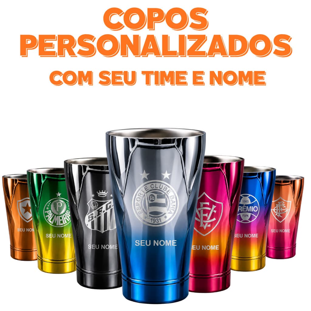 Copo Personalizado 3D 473ML  Térmico Com Tampa Nomes Times